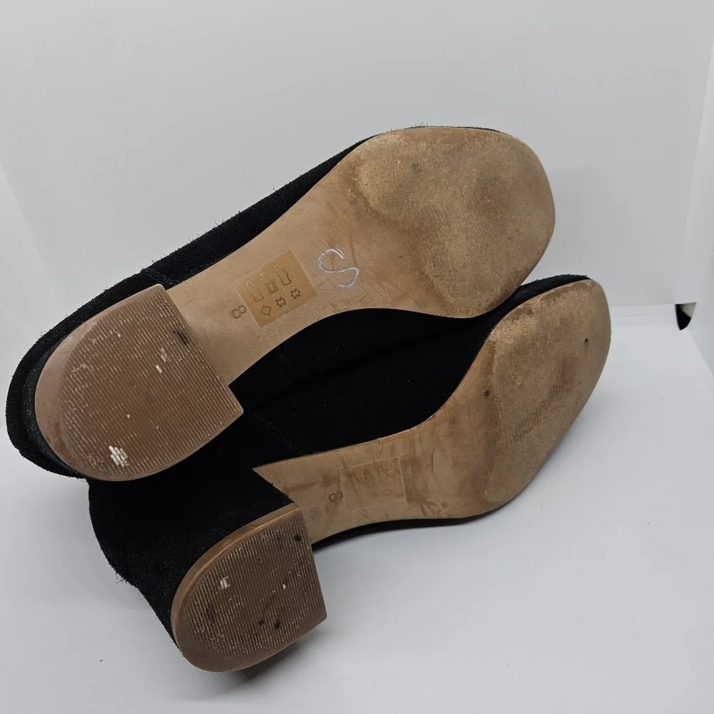 Madewell the Walker black suede heeled chelsea ankle boots US 8